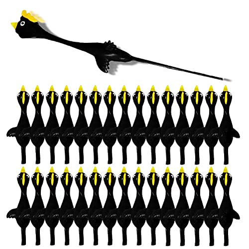 Namii W Slingshot Chicken Rubber Chicken Flick Chicken Flying Chicken Flingers Stress Gag Toys, Rubber Chicken Slingshot Funny Christmas Stuffers Easter Chicks Novelty Gifts (Black Yellow 30 Pcs)