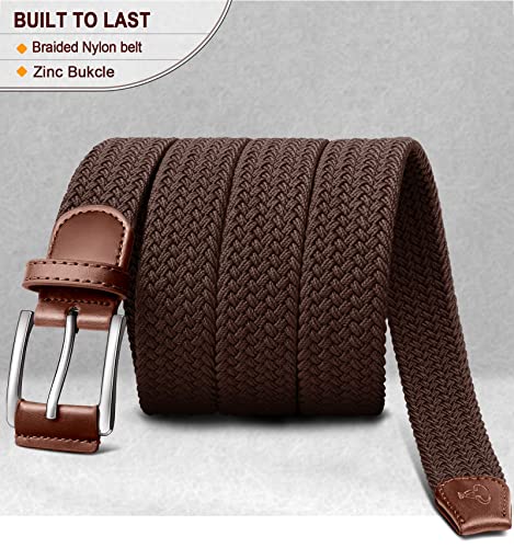 Image of BULLIANT Men's Woven Braided Stretch Web Golf Belt 1 3 /8 inch-Gift Boxed