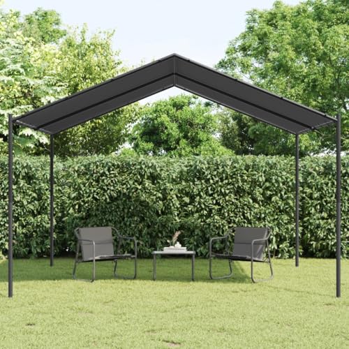 Ordellia Cenador de jardín antracita 4 x 4 m de acero y poliéster con techo impermeable, estructura resistente a la intemperie, ideal como protección solar para jardín, terraza, camping al aire libre
