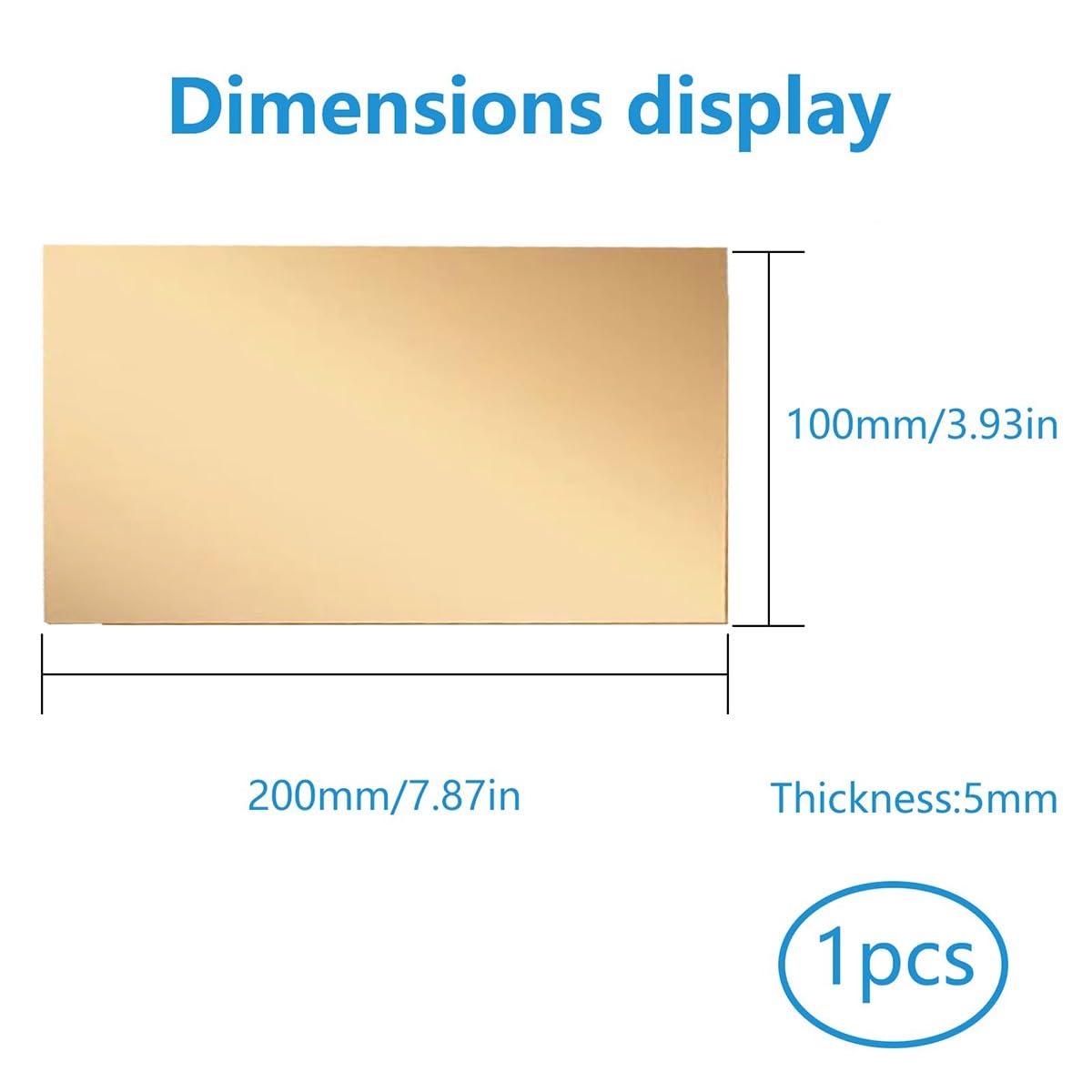 OEVXZDCIR Brass Sheet Thickness 5mm Brass Plate Cuts Sheet Metal Material for DIY Projects Electrical Engineering Crafting(5 * 100 * 200mm)