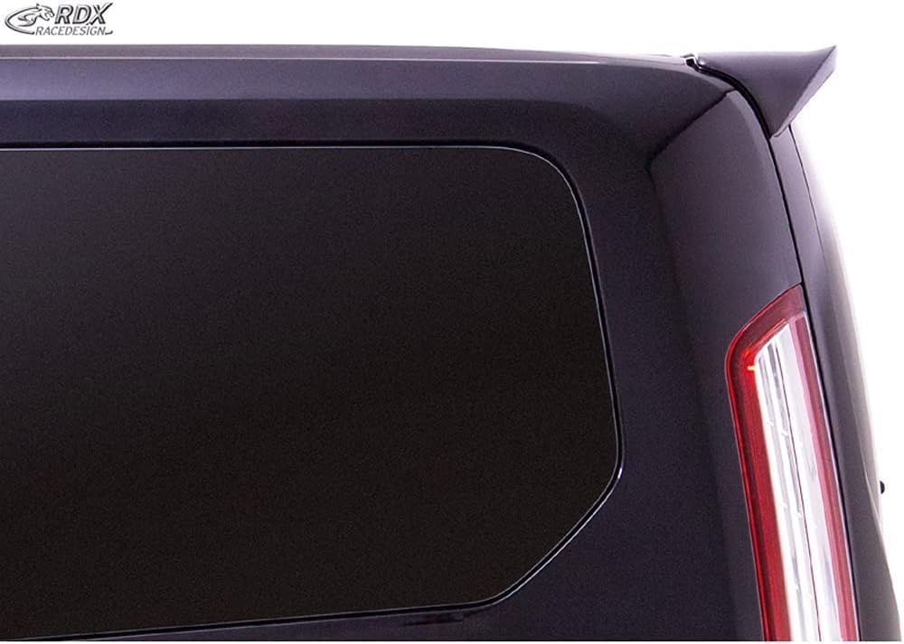 Spoiler posteriore RDX Racedesign per Ford Tourneo Custom & Transit Custom 2012-2018 & FL 2018- (con portellone) in poliuretano nero, pronto per la verniciatura