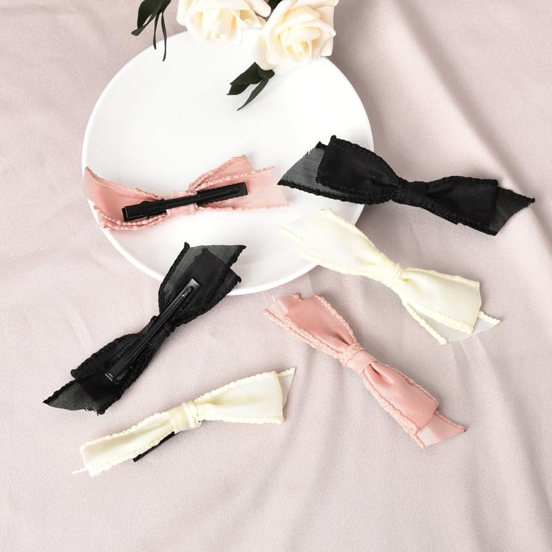 Miniatura 4 de Pinzas para el cabello con lazo, accesorios para mujeres y niñas, lazos de gasa, pasadores para el pelo para adolescentes, pinzas de lazo de