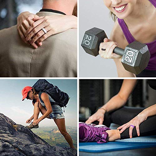 Silicone Rings for Women - Heart [I Love U] Pattern Airflow Inner Grooves Breathable Rubber Wedding Ring Silicone Wedding Bands for Women - 8 Rings / 4 Rings4