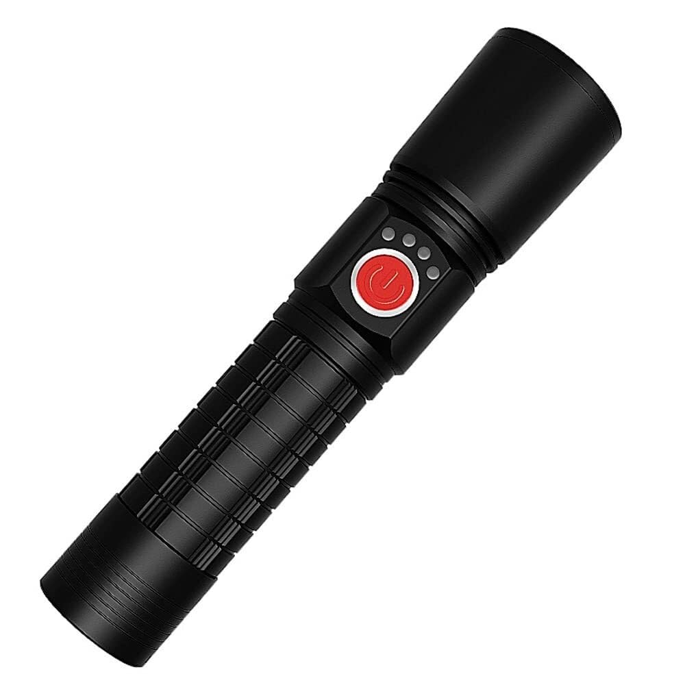 QFGVMXBWKZH Outdoor LED Strong Light Flashlight,Telescopic Focusing,with Capacity Display,for Hiking, Camping, Emergency Waterproof Tactical Flashlight(with Battery)