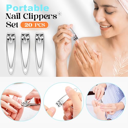 AVERZELLA Nail Clippers Set 20 Pack for Men Women Adult, Individually Wrapped Small Toenail Finger Nail Clippers in Bulk Flat Edge, Manicure Pedicure Set Toe Nail Clippers for Travel Homeless Care - Image 3