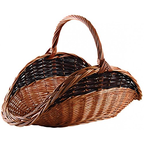 AUBRY GASPARD - Panier À Bûches en Osier Buff et Brut - Anse Renforcée Fil Galva - Design Élégant - Capacité Généreuse - Idéal pour Cheminée et...