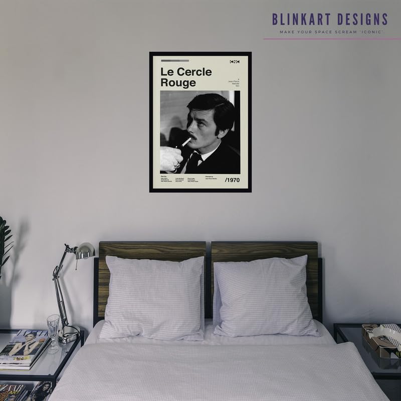 Image of BLINKART Le Cercle Rouge Movie Poster Frame 8x12 Inch | Premium 300 GSM Paper Wall Print | Mid Century Vintage Film Artwork for Home, Bedroom, Living Room, Office | Framed Photo Decor