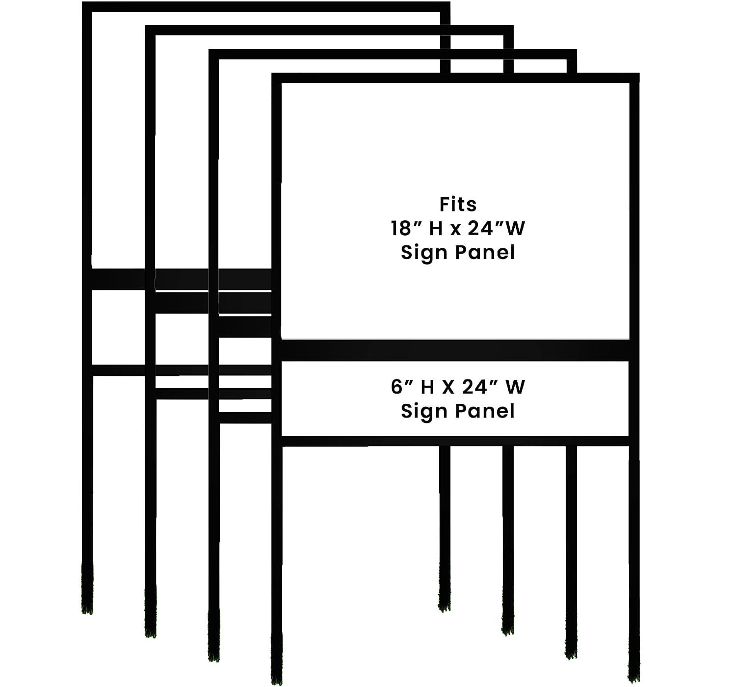 BINGLE Real Estate Iron Sign Frame w/Rider Slot SignStand Pro Iron H-Frame Yard Stakes 18x24