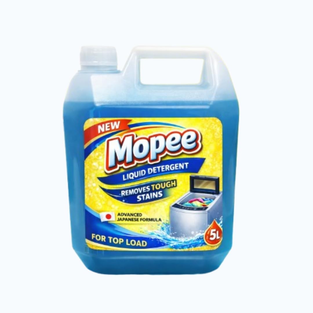 Mopee Detergent Liquid Matic - For Top Load Machines | Designed for Dirt removal in Washing Machine for all kinds of clothes | Advanced Japanese Formula | Aqua Frangrance - Super Save Pack | 5L