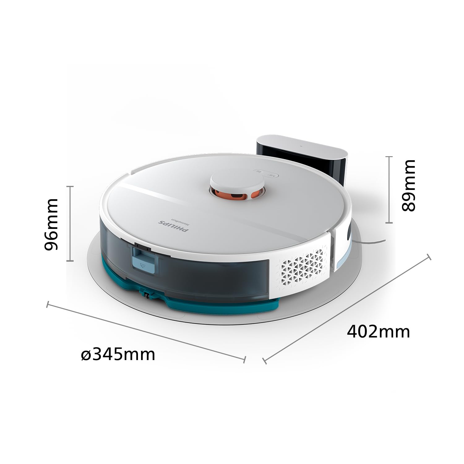 Philips HomeRun serie 2000: Robot aspirapolvere e lavapavimenti 2-in-1, aspirazione 2700 Pa, autonomia 130 min, navigazione laser, potenziamento tappeti, controllato da app, Bianco artico (XU2000/20)