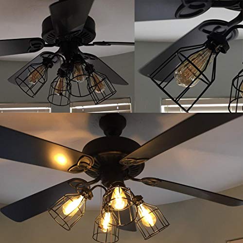 Newhouse Lighting WLG1B Ca Metal Guard For Ceiling Fan, Pendant String Light And Vintage Lamp Shades/Cover, Industrial Wire Fixture Iron Bird Cage thumb #6