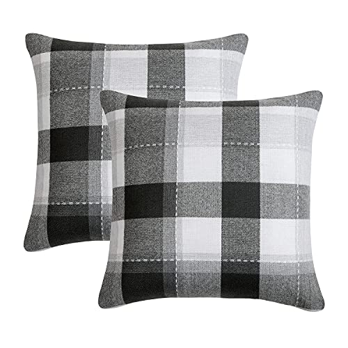 Vancl Pillow Covers,Set of 2 Buffalo Check Plaid Throw Pillow Covers 18x18 Decorative Pillow Covers Farmhouse Holiday Pillow Covers Black and White Pillow Cover