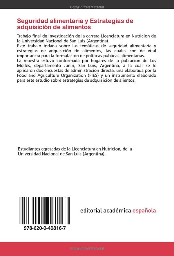 Seguridad alimentaria y Estrategias de adquisición de alimentos: en hogares de la poblacion de Los Molles, departamento Junin, provincia de San Luis, Argentina