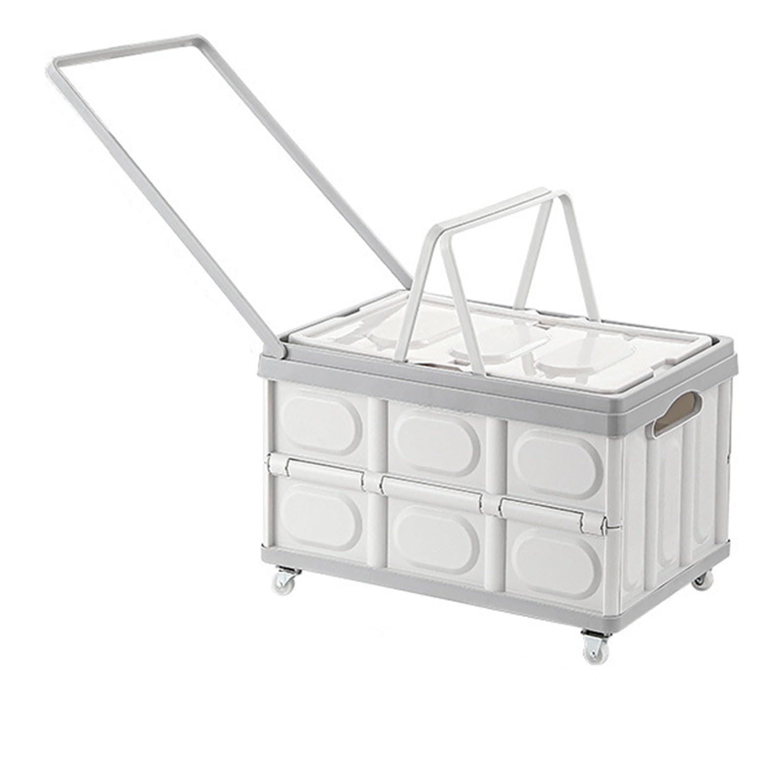 Caisse Pliante Empilable en Plastique avec Couvercle et Poignée Grande Capacité Boîte de Rangement Portable pour Camping Voyage Maison Voiture Bureau Garage Outils Bleue C