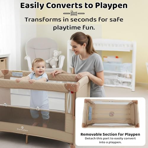 Image of StarAndDaisy Cradle for New Born Baby Cradle /Crib for 0 to 3 Year Baby, Convertible playpen with Wheels, /Bedside Bassinet Storage Basket & Mosquito net Baby Sleeping Cradle (Blue)