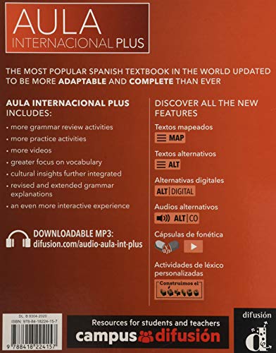 DIFUSION CENTRO DE INVESTIGACION Y PUBLICACIONES DE IDIOMAS S.L. Aula Internacional Plus 1 Edición Inglesa