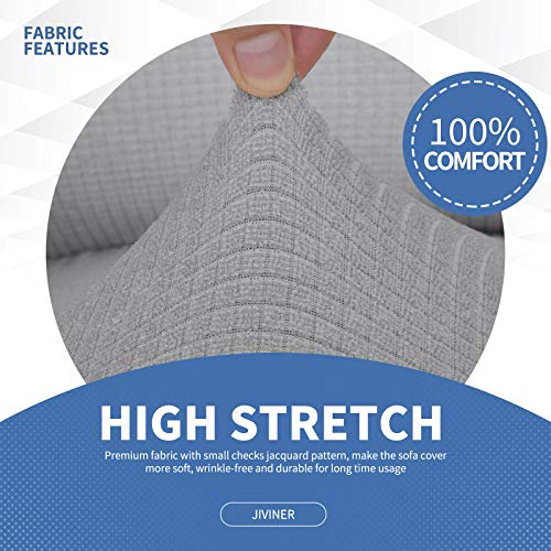 Jiviner 001 High Stretch Couch Covers For 3 Cushion Couch 1-Piece Jacquard Sofa Slipcovers Anti Slip Sofa Cover thumb #3