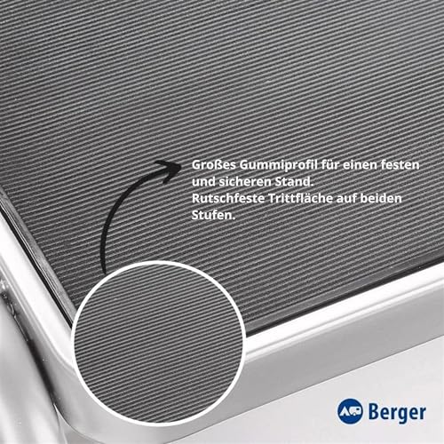BERGER Wohnwagen Trittstufe aus Stahl | Bequeme Tritthöhe von 20 cm & 38 cm | Extra Rutschfester Auftritt | Belastbar bis 150 kg - Ideal für Wohnmobil & Caravan