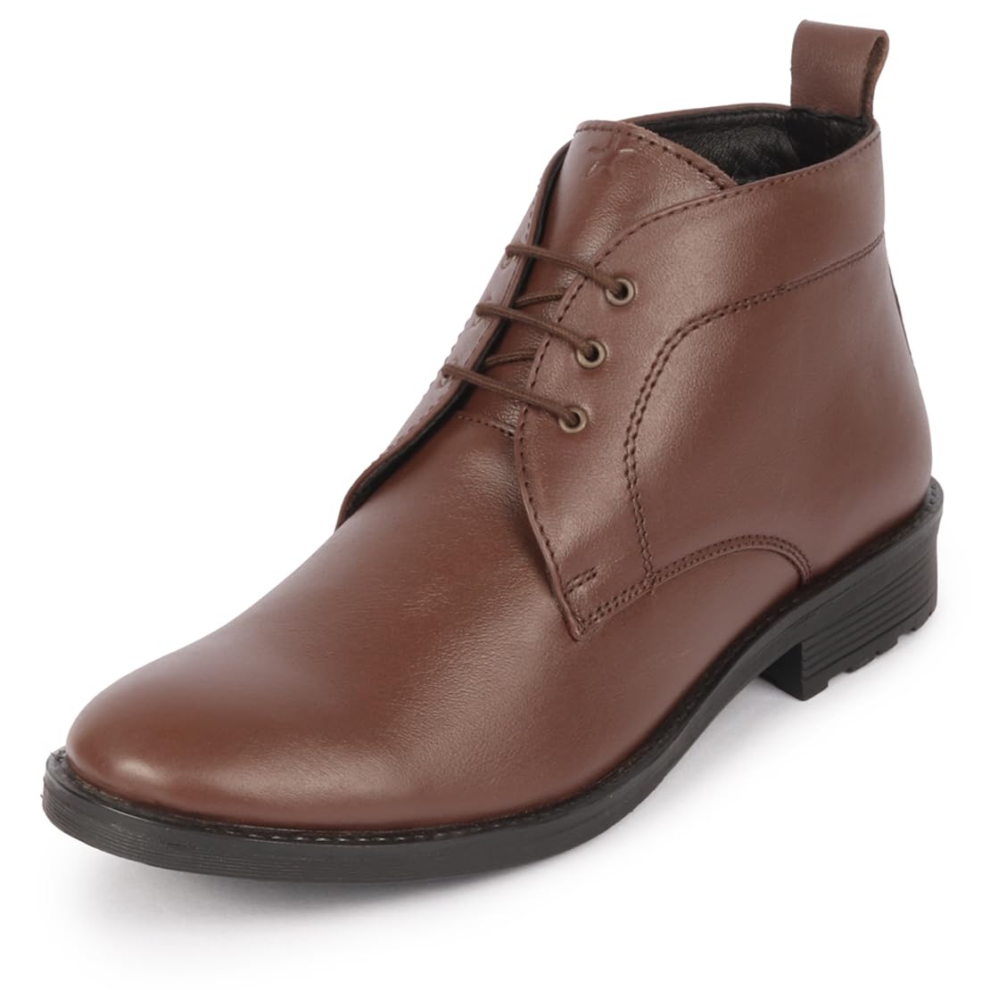 FAUSTOMen's Genuine Leather Broad Feet Mid Top Chukka Lace Up Boots with TPR Welted Sole