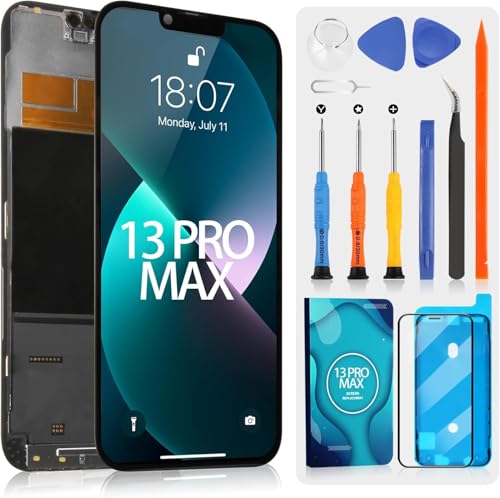 ARSSLY - Pantalla LCD para iPhone 13 Pro Max LCD Display para iPhone 13 Pro Max 2484 A2641 A2643 A2644 A2645 Pantalla Digitalizer Touch Screen Asamblea con herramientas, color negro