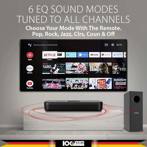 Image of Blaupunkt SBW Newyork 20 2.1 CH Soundbar with Wired Subwoofeer I 120W RMS I HDMI-ARC I Bluetooth I AUX I USB I Remote Control with Equalizer