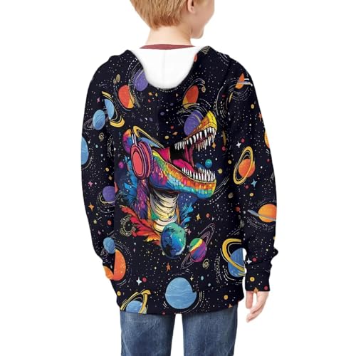Dinosaur Theme Boys 6-16 Years Zip Up Hoodie Comfy Long Sleeve with Pockets Casual Kid Hooded Sweatshirts2