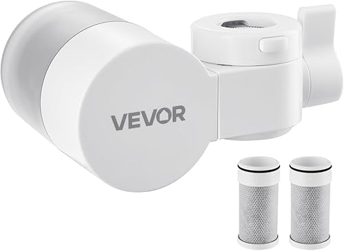 VEVOR Filtro de agua de montaje en grifo, purificador de agua horizontal para grifo de fregadero, filtro de fibra de carbono certificado NSF,