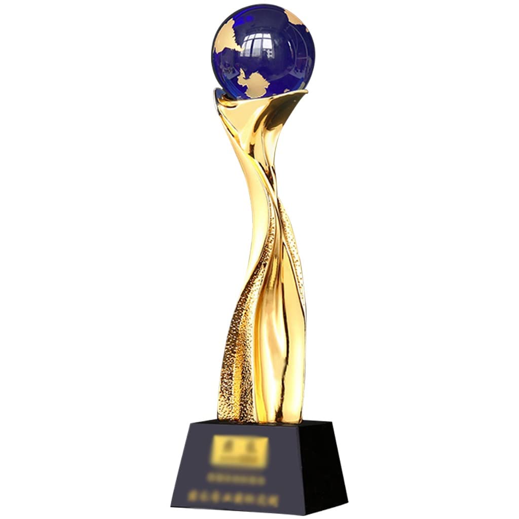 Trofeo d'Onore di Campionato con Palla d'Acqua, Premio Squadra Sportiva Campus, in Resina Struttura in Metallo Elettrolitico, Scritte Gratuite