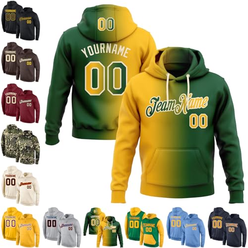 Custom Stitched Green Gold Cream Gradient Fashion Sports Pullover Sweatshirt Hoodie Unisex-adult Men Women Youth Kids