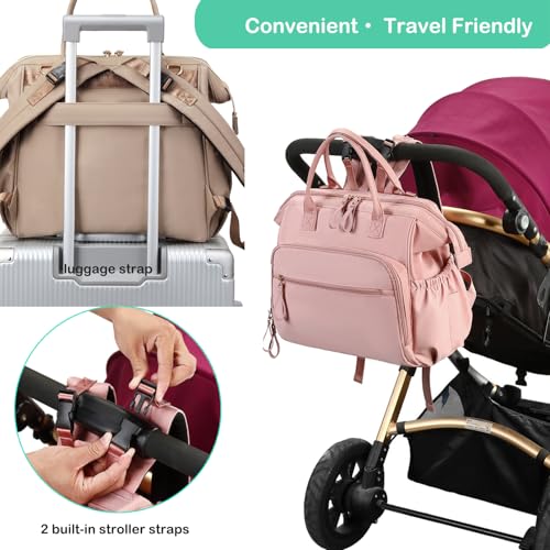 Image of LORADI Large Diaper Bag Tote, 14 Pockets Stylish Baby Bag with Stroller Clips and 3 Insulated Pockets, Baby Shower Essentials