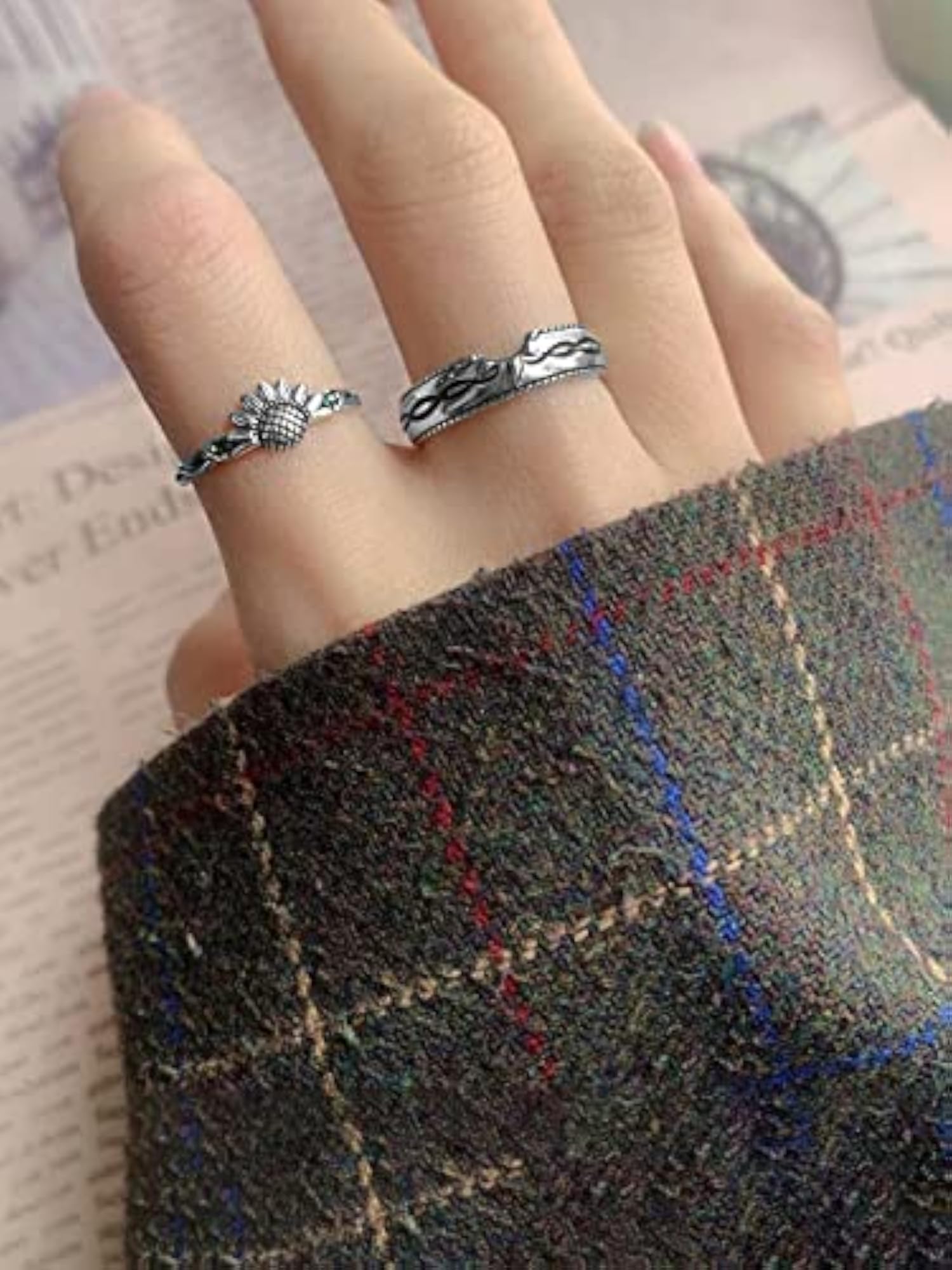 925 Sterling Silver Adjustable Rings, Pure Gift for Women