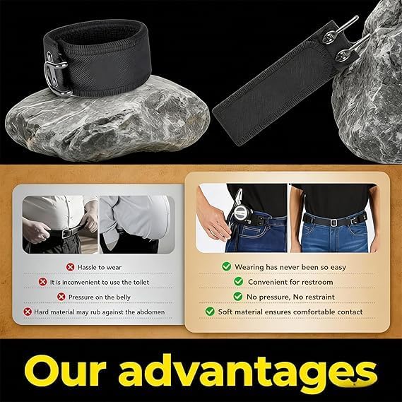 Image of 2 PCS Metal Hook Elastic Belt, Buckleless Belt For Men With Adjustable Design, Secure Clothing During Outdoor Activities And Travel, Belts for Man, Black Color Two Pack