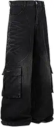 Streetwear Jeans Cargo Jeans Baggy Lavado Perna Larga Street Y2k Bolsos Calças