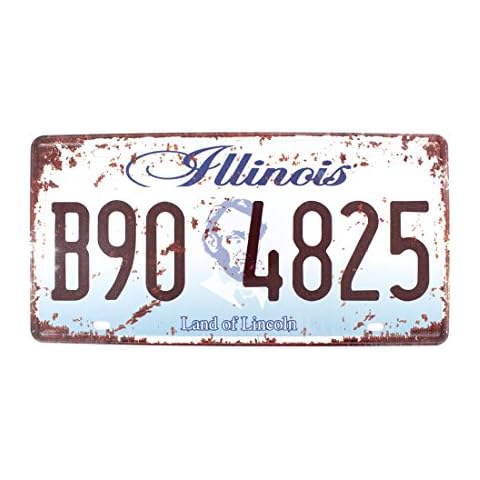 6x12 Inches Vintage Feel Metal Tin Sign Plaque for Home,Bathroom and Bar Wall Decor Car Vehicle License Plate Souvenir (Illinois Land of Lincoln) Cover