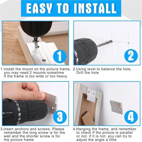 Image of Cleat Picture Hanger 12 Pcs Hardware Kit for Hanging Plywood Picture Hooks, Wall Bracket Hardware Kit Aluminum Z Bar Hangers