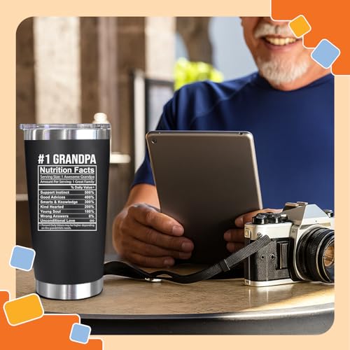 Image of NewEleven Fathers Day Gift For Grandpa - Grandpa Gifts From Granddaughter, Grandson - Unique Birthday Present Ideas For Grandfather, New Granddad, Promoted To Granddad, Grandchildren - 20 Oz Tumbler