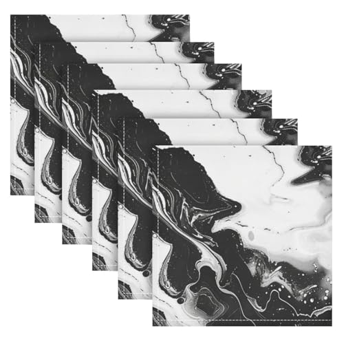 Servilletas de Tela ALAZA Negro y Blanco Set x4 20x20 pulg miniatura 2