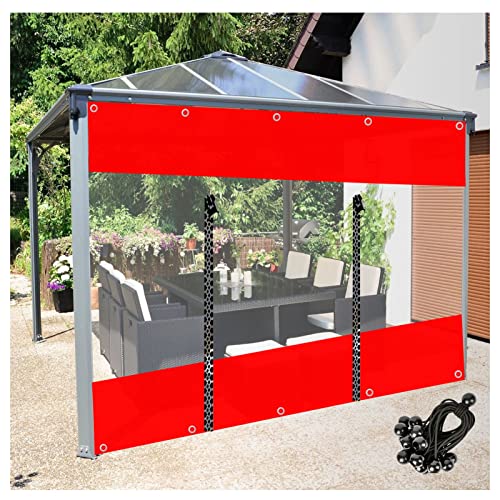 Lona Transparente PVC Rojo Tabique de Plástico Ojo con Agujero para: Cubierta de La Terraza del Jardín Fácil Instalar GOFQB ( Color : Red , Size : 7.5x3m ) Cover