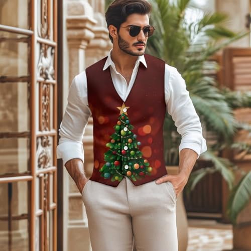 TOADDITDO Hunting Camo Tree Print Men's Casual Plus Size Vest Dress Vest for Men Wedding Slim Fit Waistcoat Jacket Tank Top2