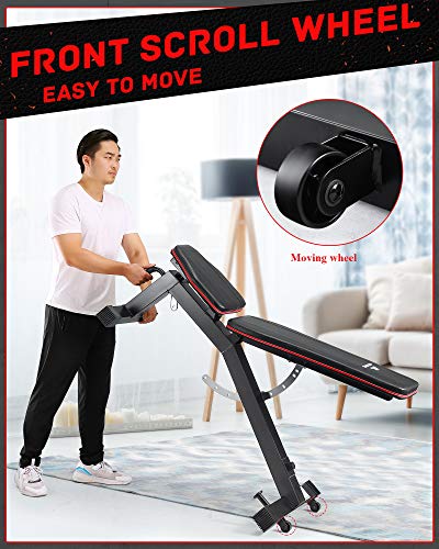 MaxKare Weight Bench Adjustable Weight Bench with 1000lbs Load Capacity 9+3 Levels Adjustable for Strength Training Resistance Band Full Body Exercise for Home Gym Indoor Workout