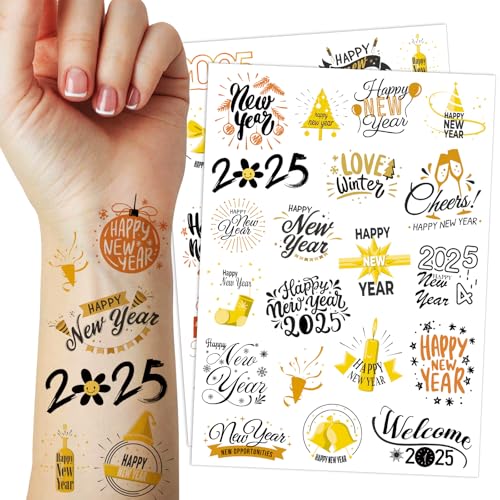 2025 New Years Eve Party Supplies Tattoos, 40 Pieces Temporary...