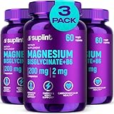 Bisglicinato de Magnesio Cápsulas 200 mg con Vitamina B6 para una Óptima Absorción – Alta Dosis y Probado en Laboratorio – Magnesio Bisglicinato – Vegano sin Aditivos – 60 Cápsulas para 1 Mes (3 Pack)