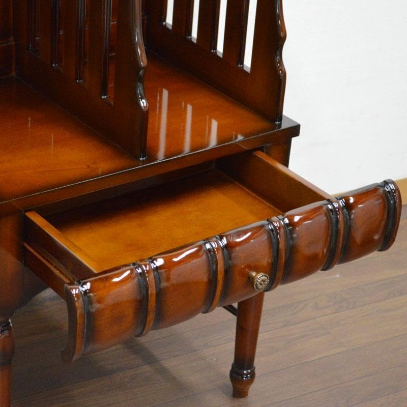 Amazon｜マホガニー ベッドサイドテーブル ミニ本棚 完成品 ナイト