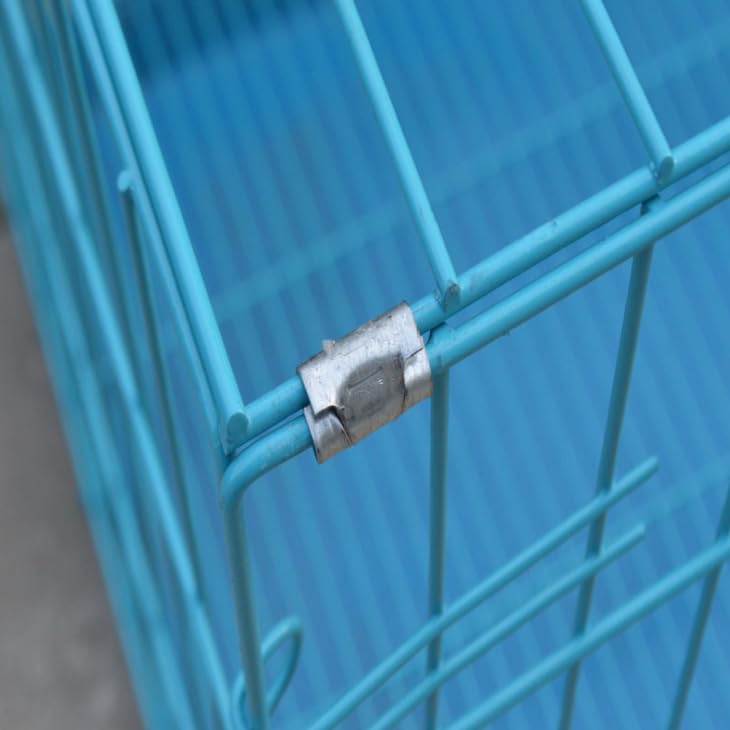 Image of Berlin's Small Puppy Dog Cage, Foldable Portable Crate, Double Door with Latches, Removable Tray,(18x14x12inches) (Sky Blue, 18 Inch)