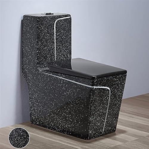 Inodoro negro creativo de cerámica, inodoro súper sifónico, inodoro silencioso de doble descarga de una sola pieza para baño en casa u hotel, E-750x370x695mm