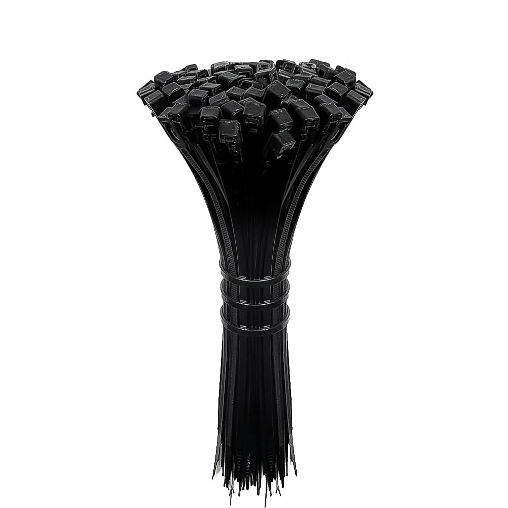 Inovera (Label) Reusable Nylon Self Locking Releasable Cable Zip Tie, Adjustable Cord Ties Heavy Duty Plastic Wire Wraps For Home, Garden, Office, Garage (Black,3.6 X 200Mm, Pack Of 100)