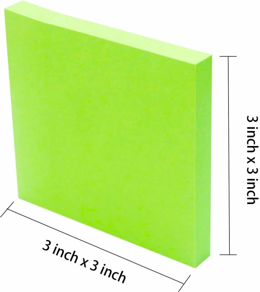 Image of Sticky Notes 3x3 inch Self-Stick Notes Green Color 4 Pads, 100 Sheets /Pad Daily Use for Home, Shop, Bank, School, University, Corporate, Office Supply.