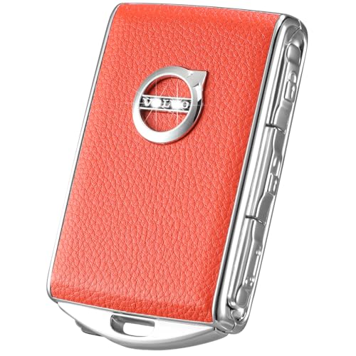 Car Key Fob Cover for Volvo XC90 XC60 XC40 S60 S90 V90 Zinc Alloy Frame Leather Surface