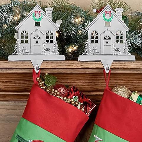 Hooqict 2 Pack Christmas Stocking Holder Metal Christmas House Stocking Hanger Mantle Stocking Holders for Christmas Decorations Cover