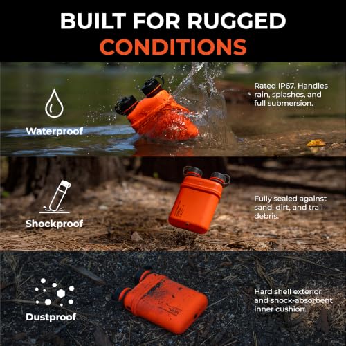 Image of ELECOM NESTOUT Rugged Power Bank, 15000mAh Outdoor Charger, 32W USB-C Fast Charging PD, Waterproof IP67, Durable Shockproof, Battery Pack for iPhone Tablet Hiking Travel Camping (Orange, 15000mAh)